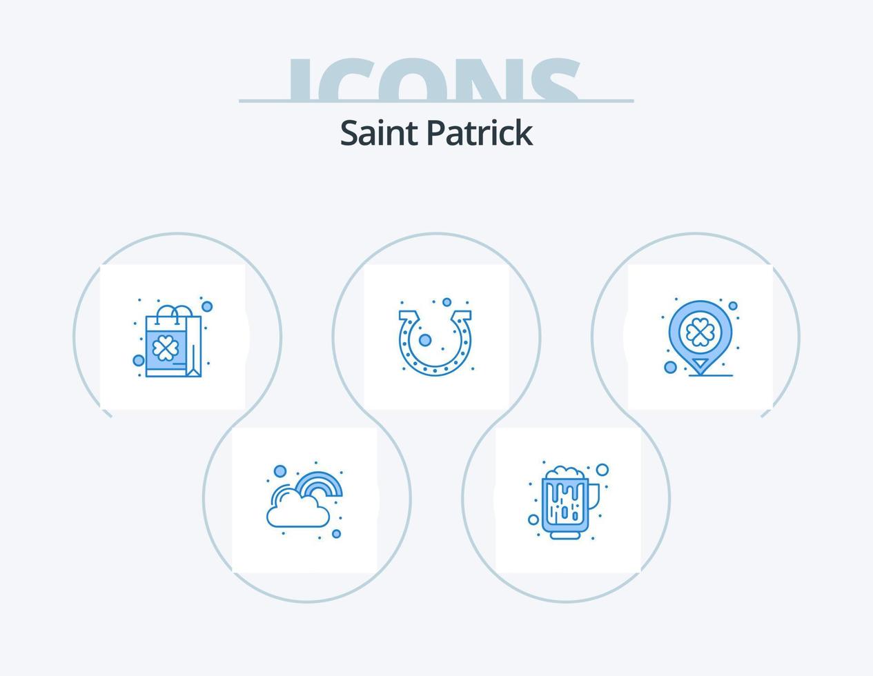 pack d'icônes bleu saint patrick 5 conception d'icônes. fer à cheval. festival. vin. jour. boutique vecteur