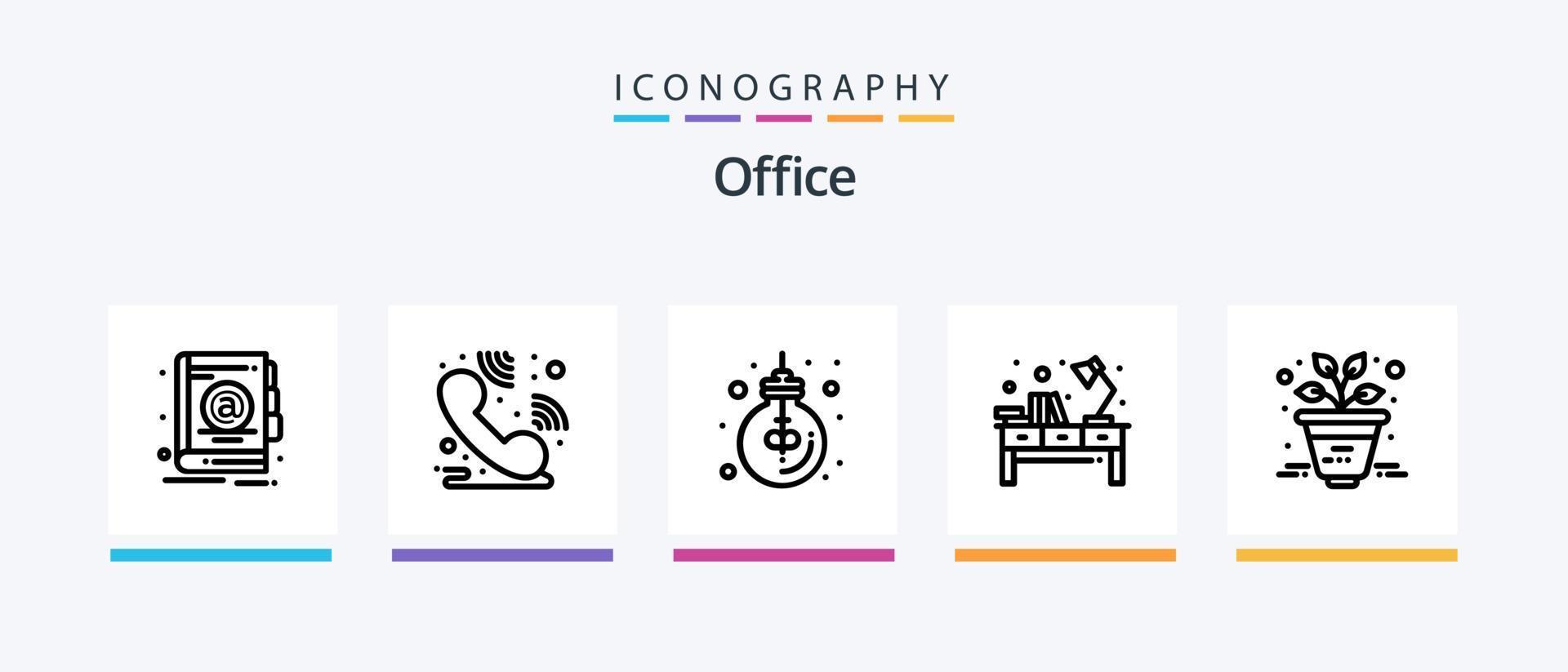 pack d'icônes office line 5 comprenant du thé. tasse. analytique. café. dossier. conception d'icônes créatives vecteur