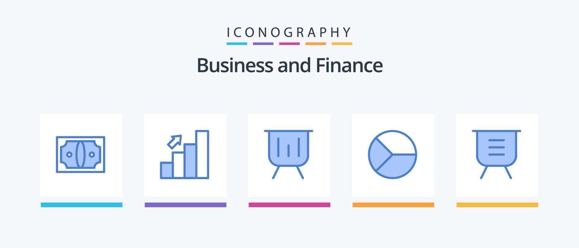 pack d'icônes bleu finance 5, y compris graphique. graphique. Statistiques. entreprise. performance. conception d'icônes créatives vecteur