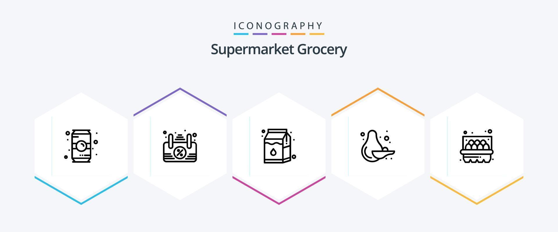 pack d'icônes d'épicerie 25 lignes comprenant. Pâques. lait. panier. fruit vecteur