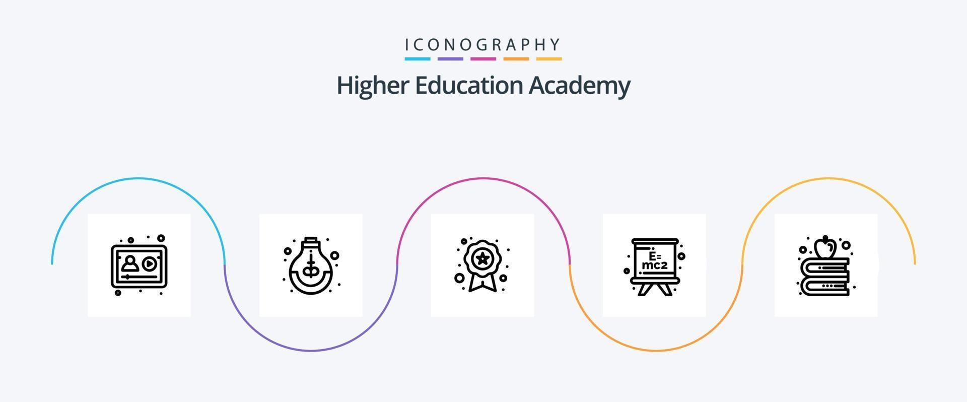 pack d'icônes Academy Line 5, y compris Apple. conseil. étude. tableau noir. école vecteur