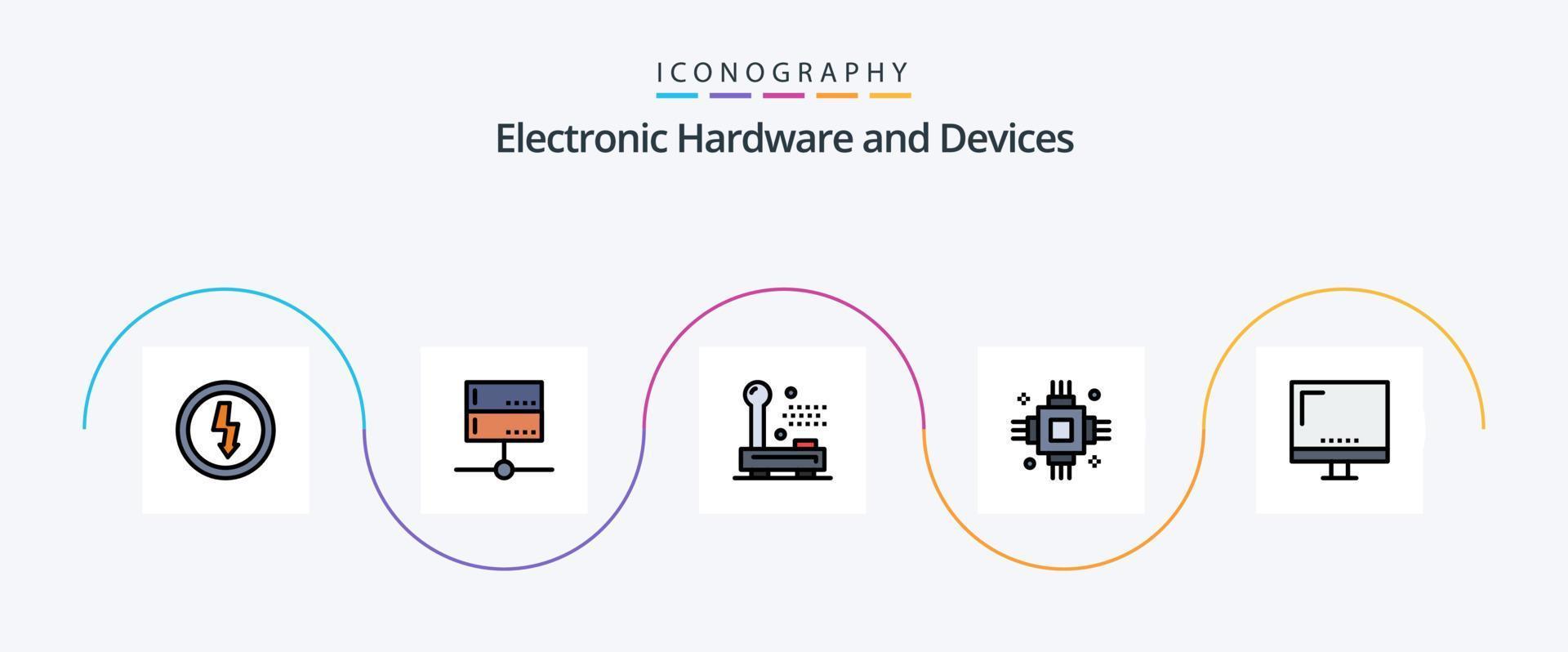 ligne d'appareils remplie de pack d'icônes plat 5, y compris électronique. dispositifs. signal. ébrécher. équipement vecteur