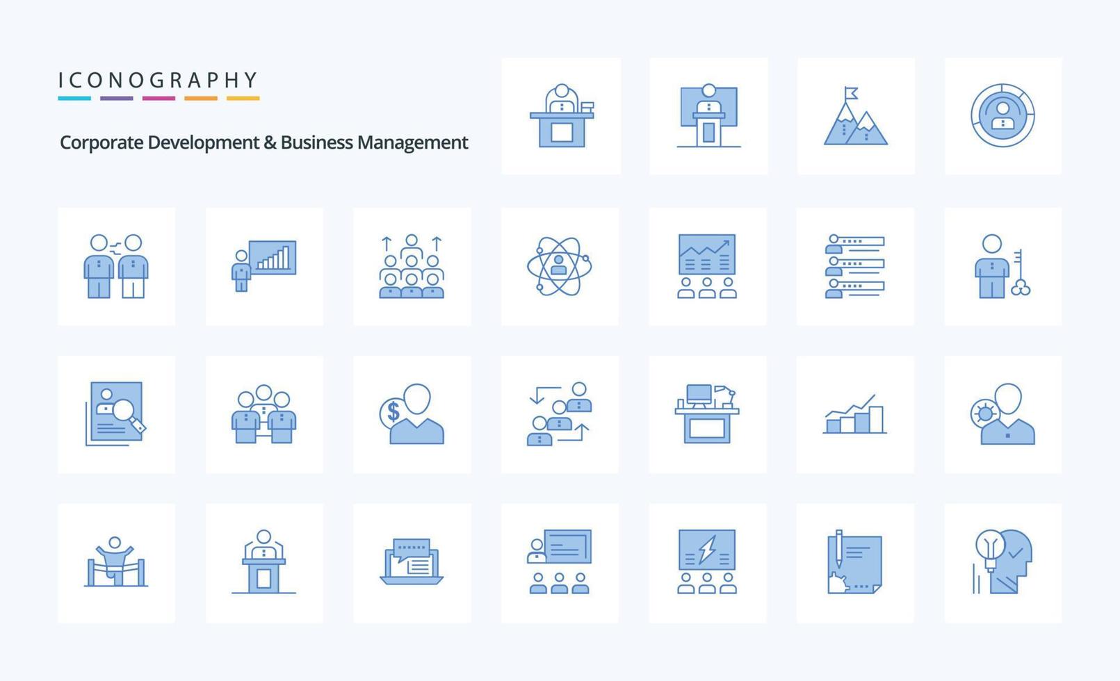 25 pack d'icônes bleues de développement d'entreprise et de gestion d'entreprise vecteur