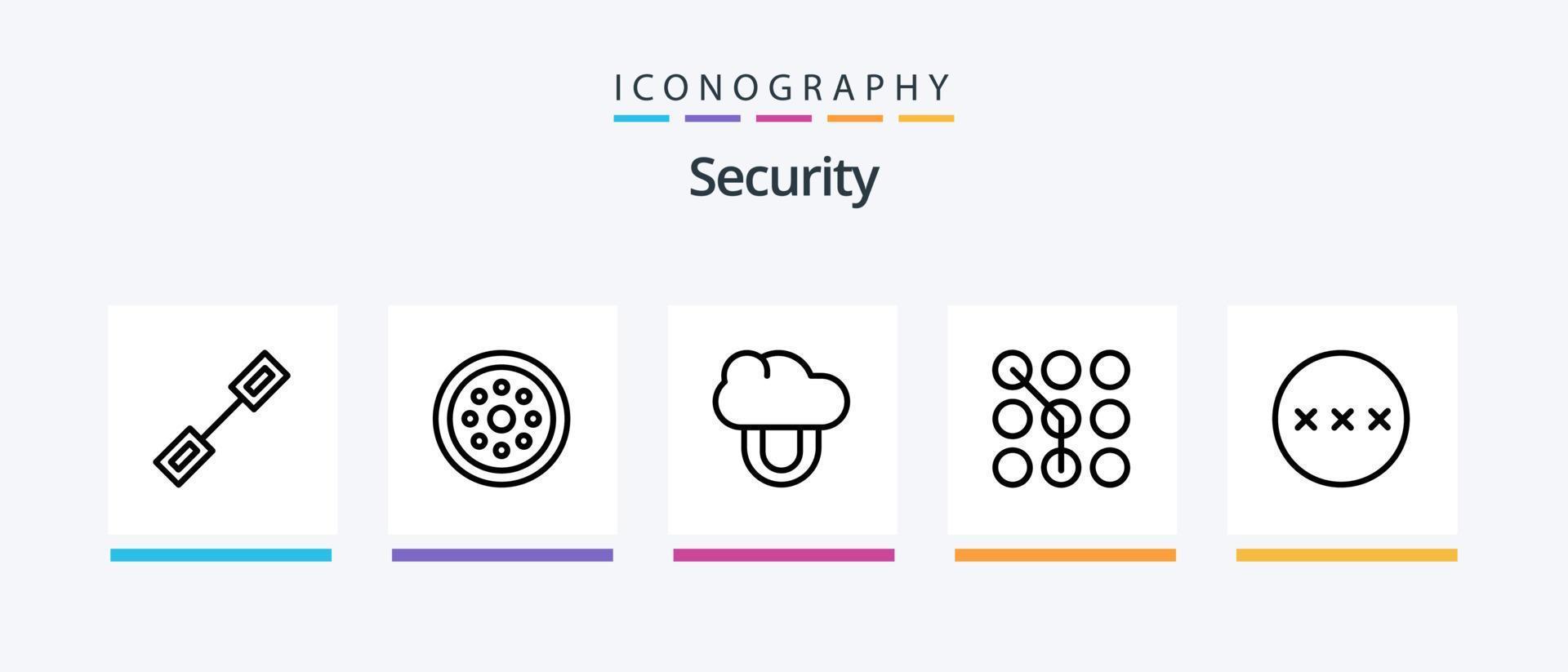 pack d'icônes de la ligne de sécurité 5, y compris le code. sécurité. lié. sécurisé. modèle. conception d'icônes créatives vecteur