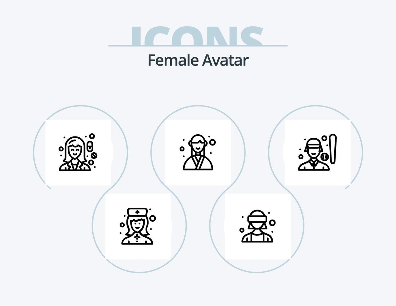 pack d'icônes de ligne d'avatar féminin 5 conception d'icônes. entreprise. femme. femme. employé. exécutif vecteur