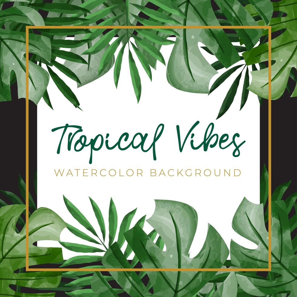 fond aquarelle avec concept tropical vert vecteur