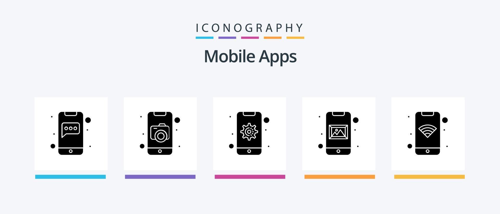 pack d'icônes glyphe 5 d'applications mobiles, y compris l'application. Galerie. photo. application. appareil. conception d'icônes créatives vecteur