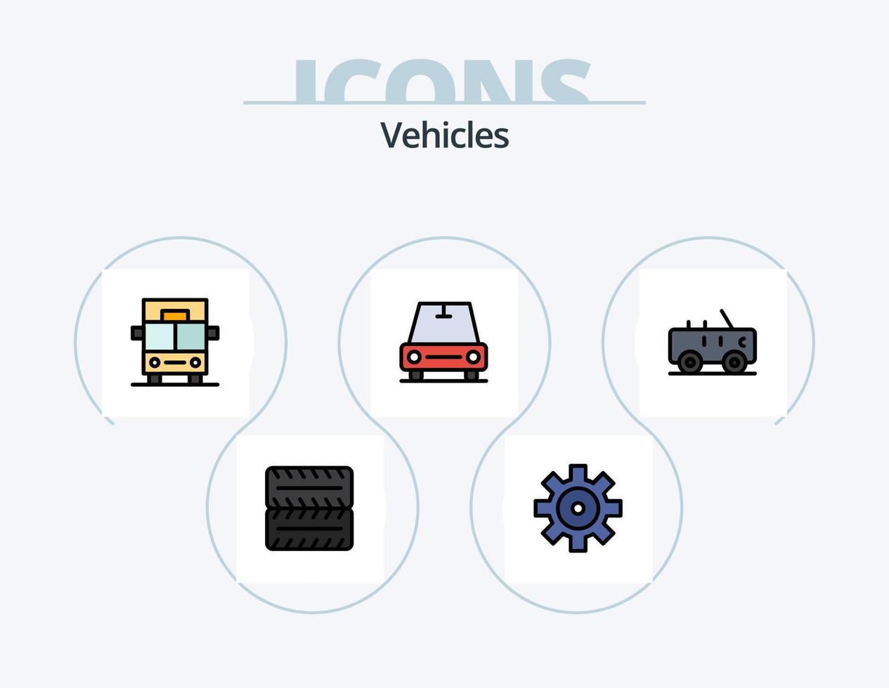 pack d'icônes remplies de ligne de véhicules 5 conception d'icônes. . transport. chemin. sport. militaire vecteur