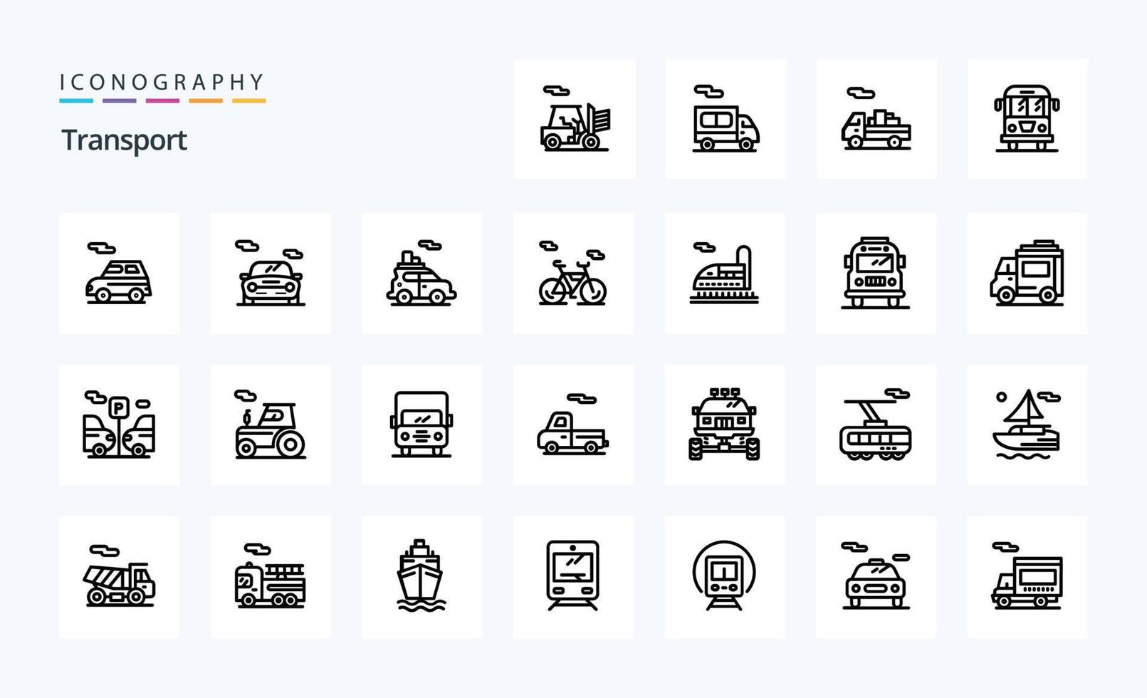 pack d'icônes de 25 lignes de transport vecteur