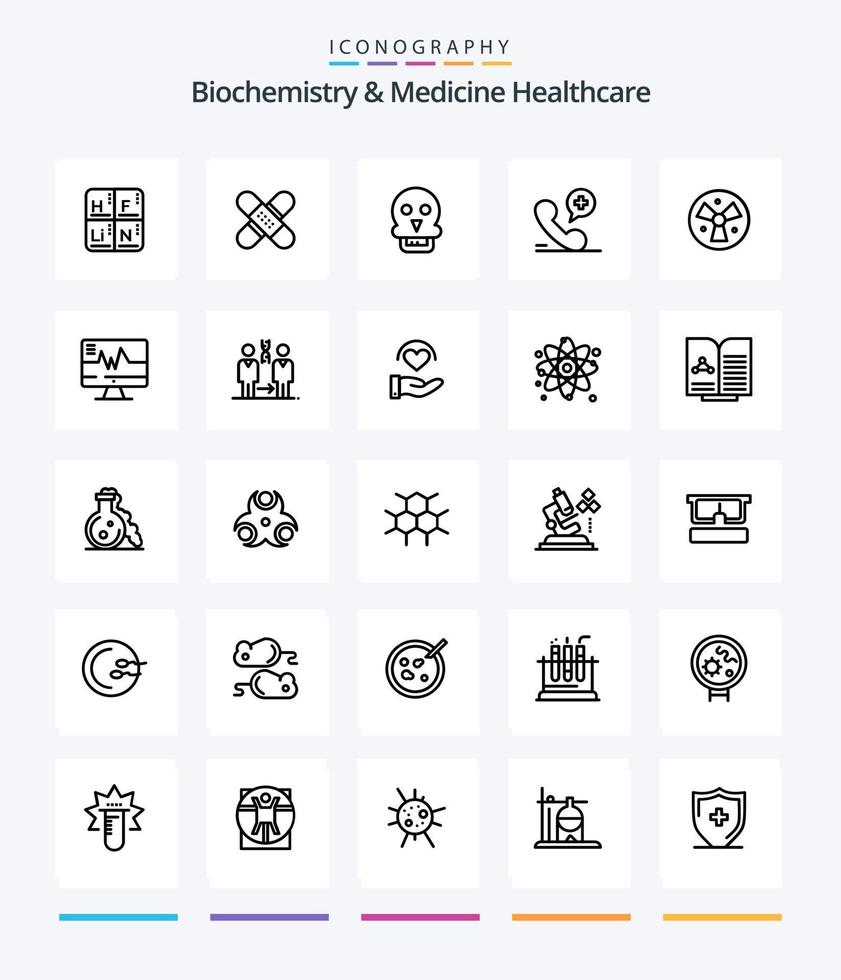 biochimie créative et médecine soins de santé 25 pack d'icônes de contour tel que l'hôpital. téléphone. médical. mobile. médical vecteur