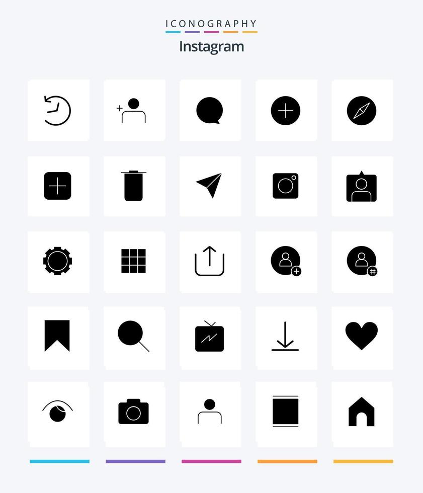 pack d'icônes noir solide instagram 25 glyphes créatifs tels que des ensembles. Instagram. interface. la navigation. Instagram vecteur