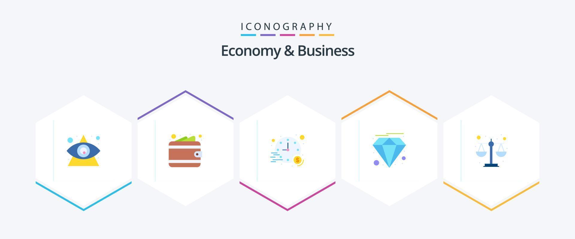 pack de 25 icônes plates pour l'économie et les affaires, y compris la loi. investissement. valeur. diamant vecteur