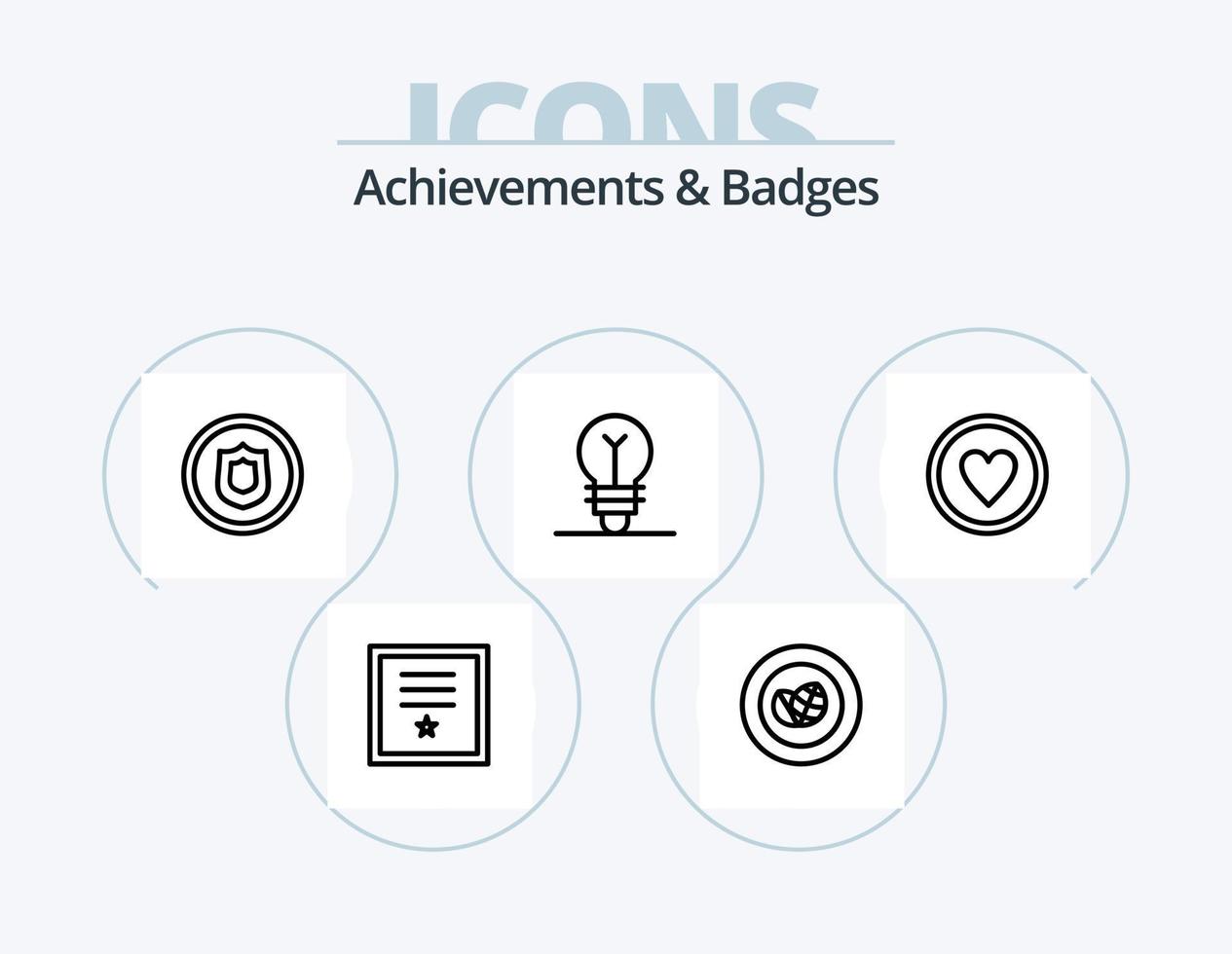 réalisations et badges ligne pack d'icônes 5 conception d'icônes. décerner. couronne. réalisation. vert. réalisation vecteur