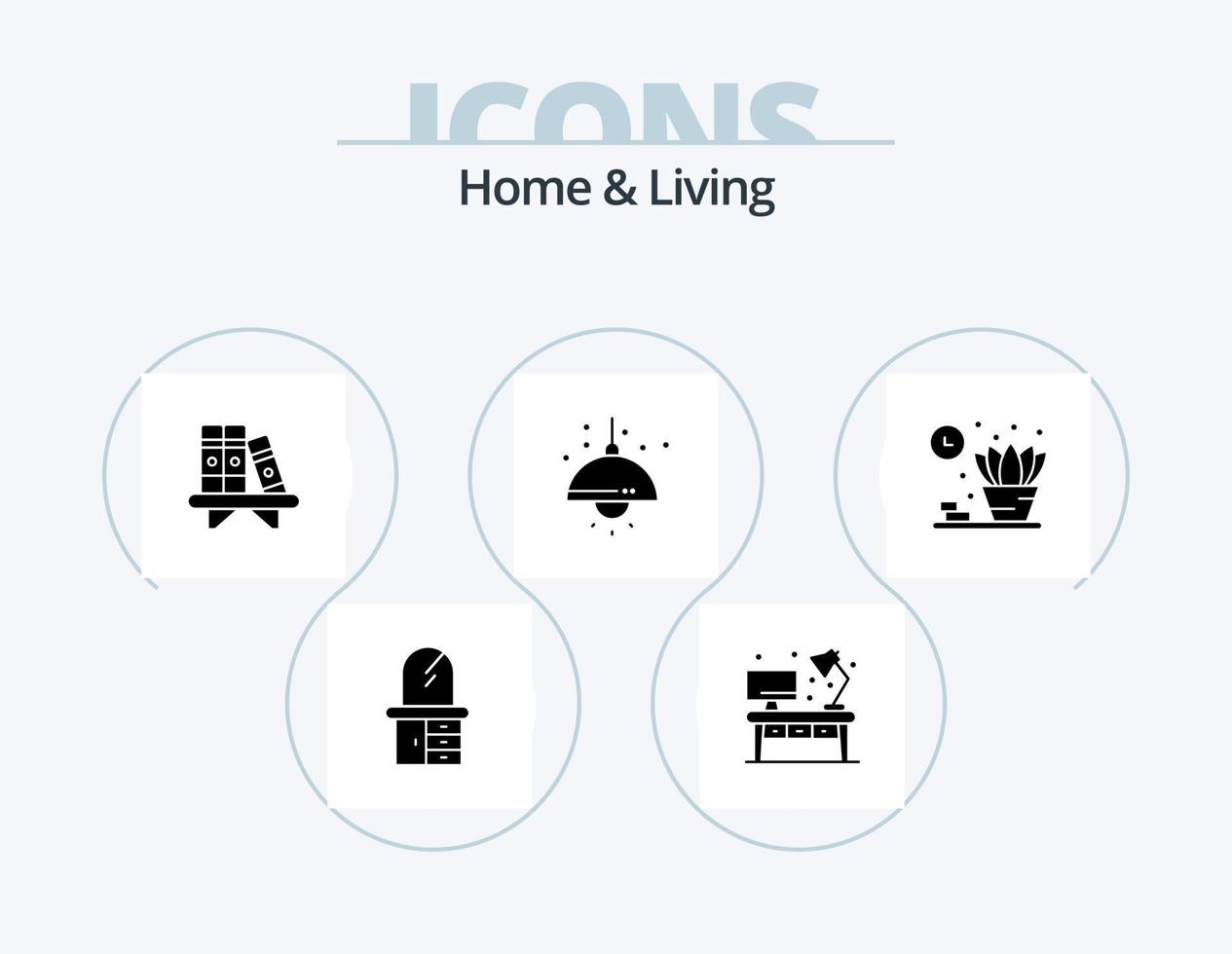 pack d'icônes de glyphe de maison et de vie 5 conception d'icônes. étagère. maison. vie. lumière. vie vecteur