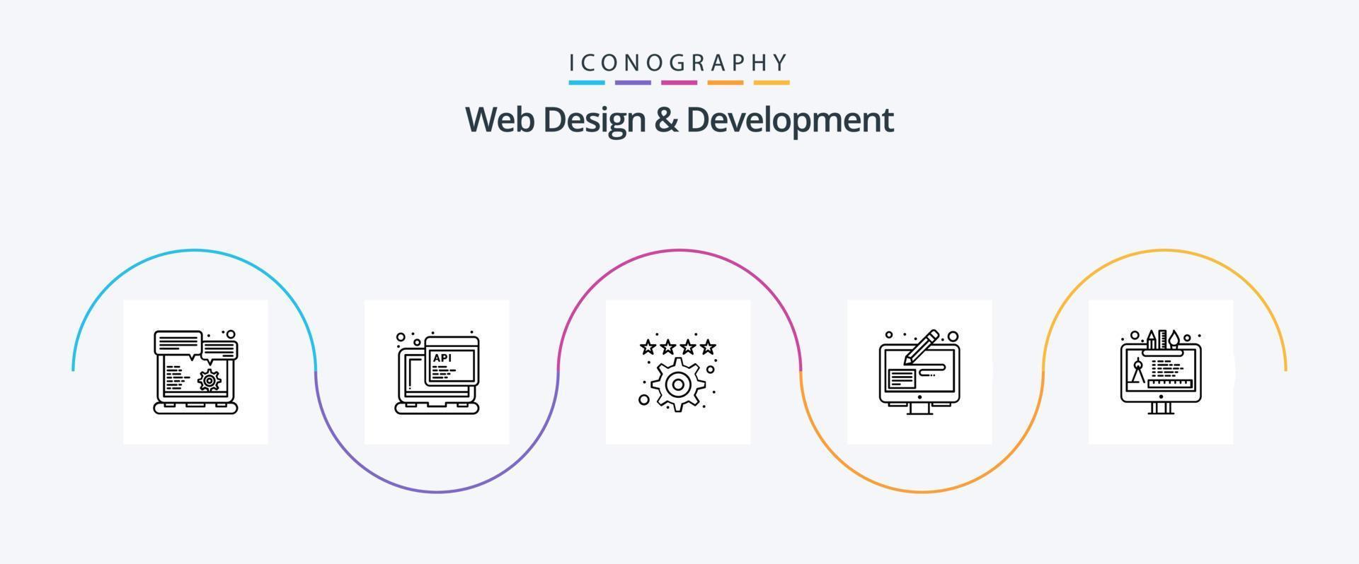 pack d'icônes de la ligne 5 de conception et de développement Web, y compris la conception. graphique. la programmation. modifier. paramètres vecteur