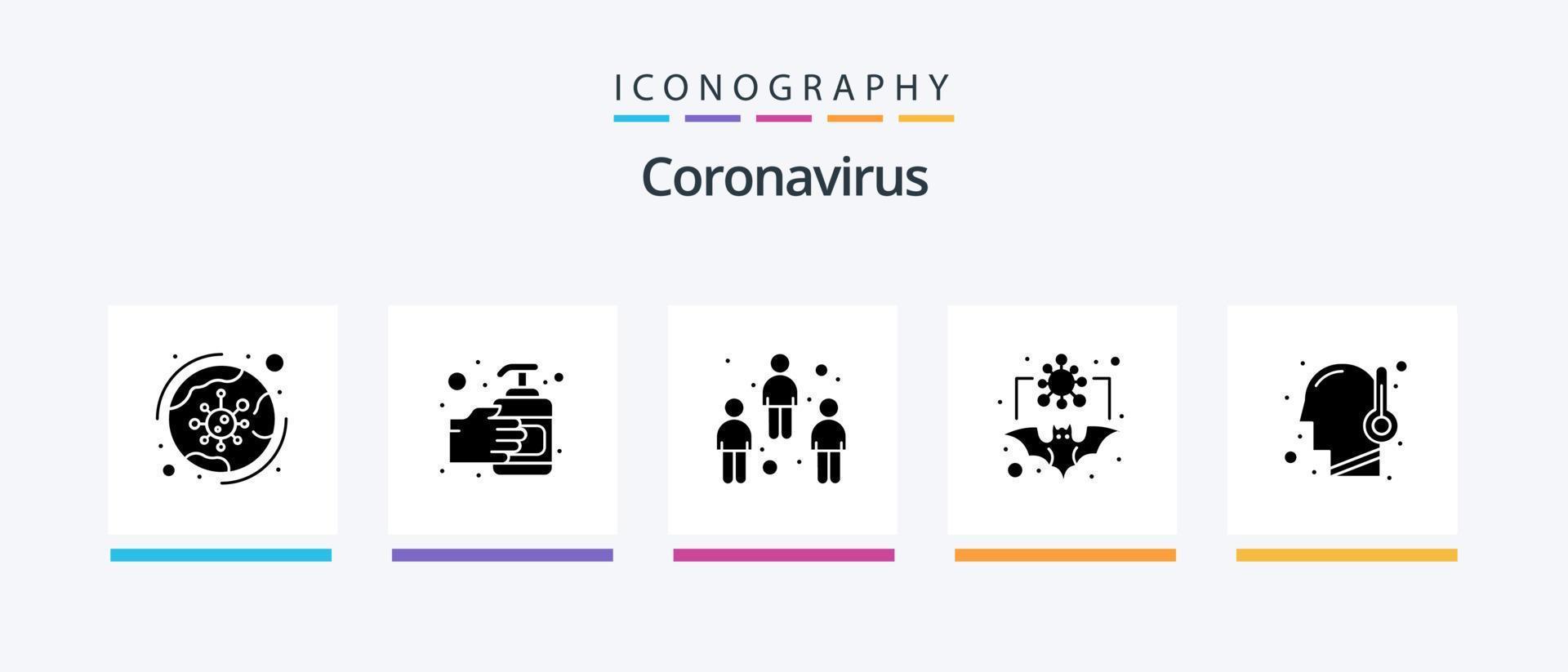 pack d'icônes de glyphe de coronavirus 5, y compris le froid. virus. les gens covid. grippe. transporteur. conception d'icônes créatives vecteur