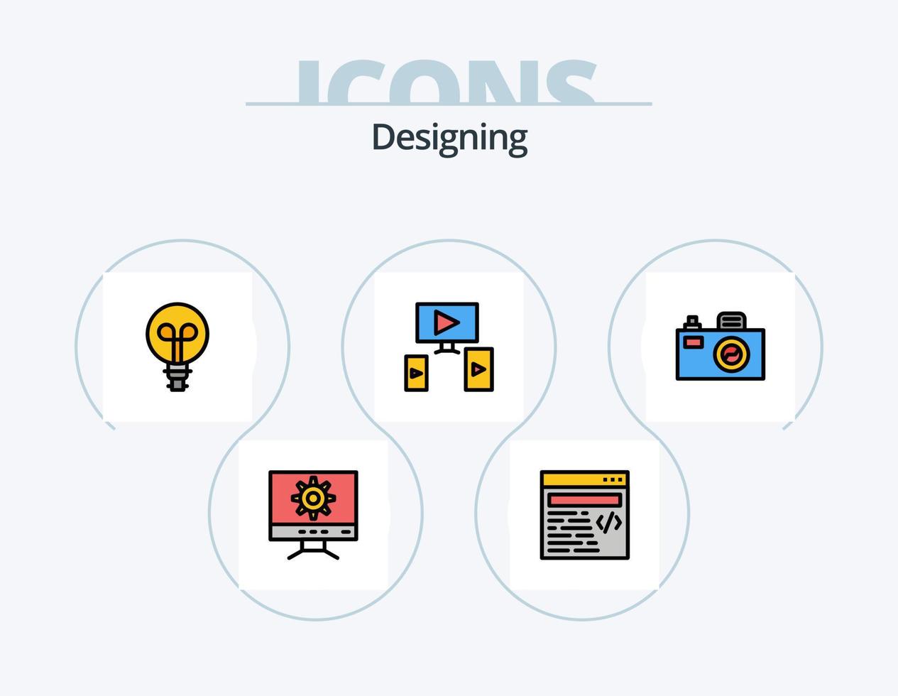 conception ligne remplie icône pack 5 conception d'icônes. . vidéo. la toile. ordinateur. lumière vecteur