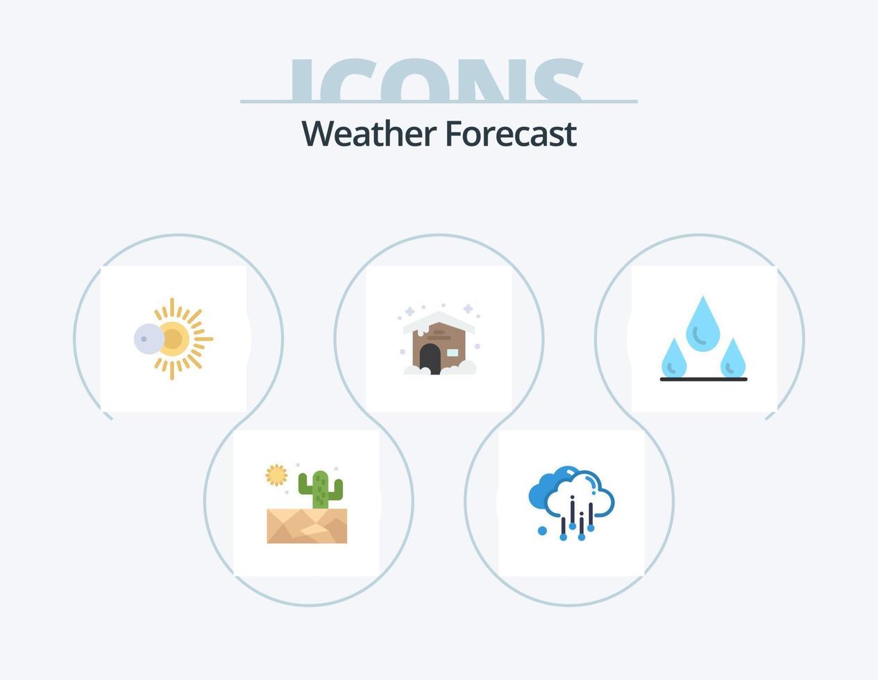 pack d'icônes plates météo 5 conception d'icônes. . . temps. humide. gouttes vecteur