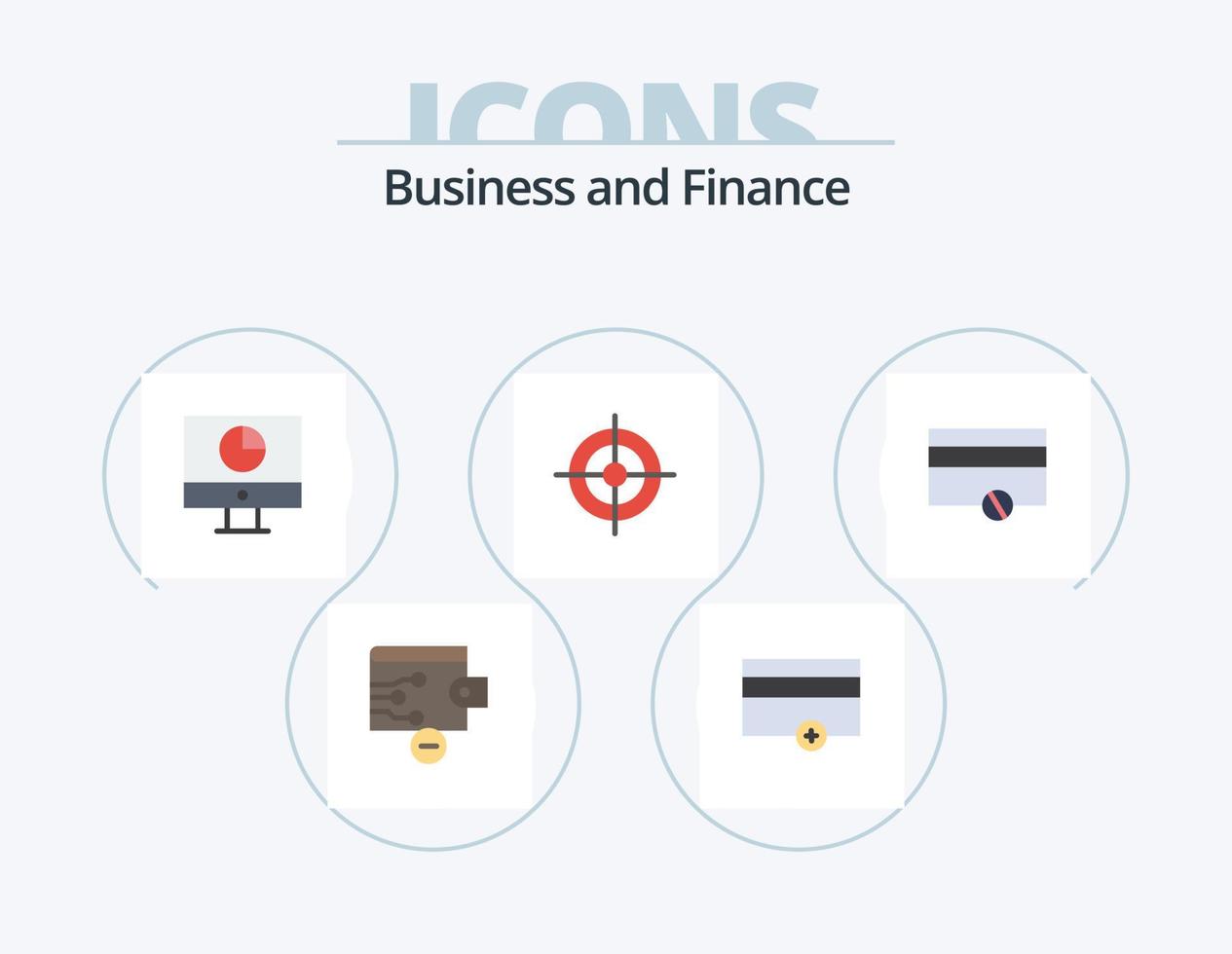 pack d'icônes plat finance 5 conception d'icônes. argent. cible. finance. tirer. entreprise vecteur