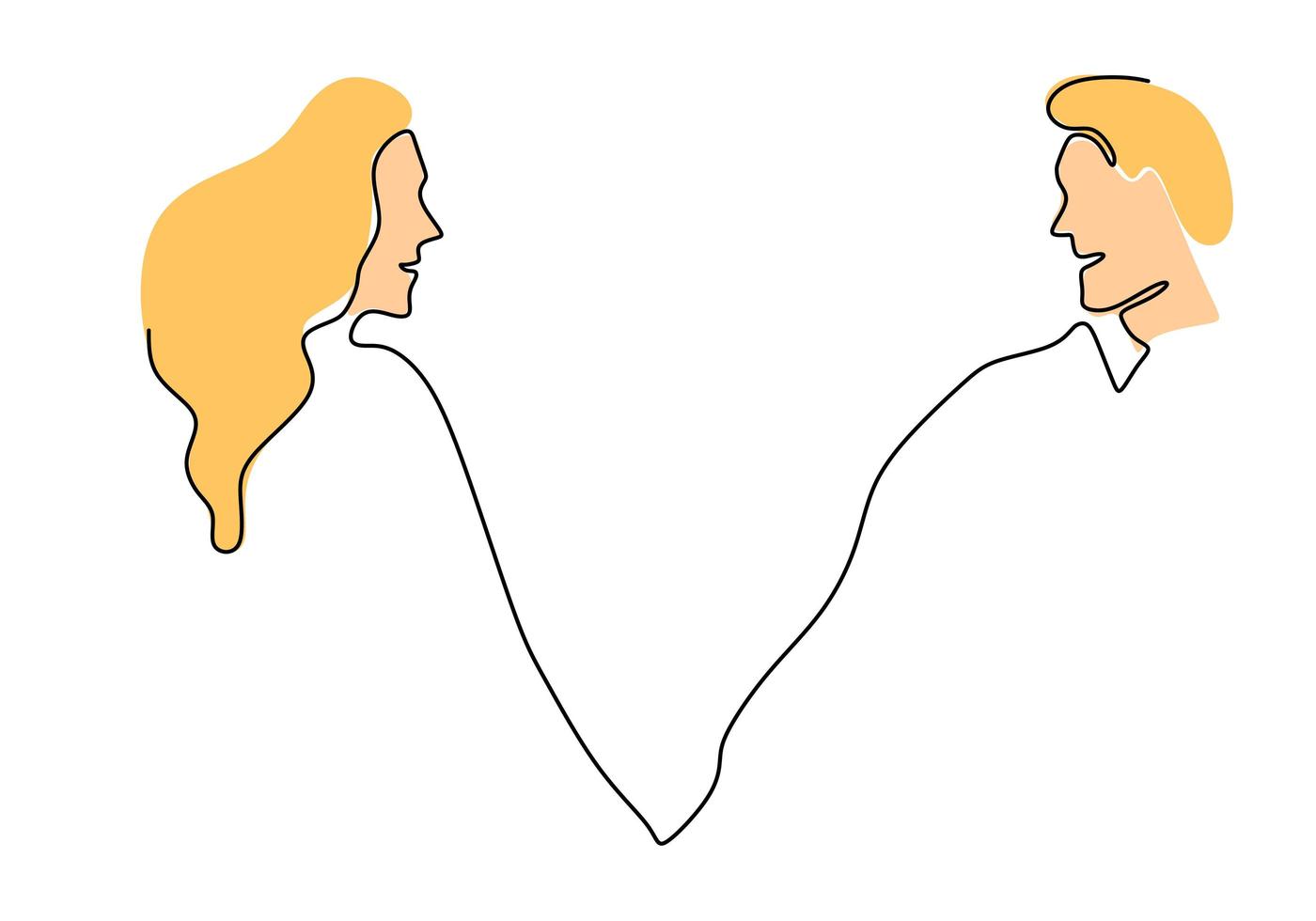 minimalisme de couple d'une ligne. illustration vectorielle romance et relation. vecteur