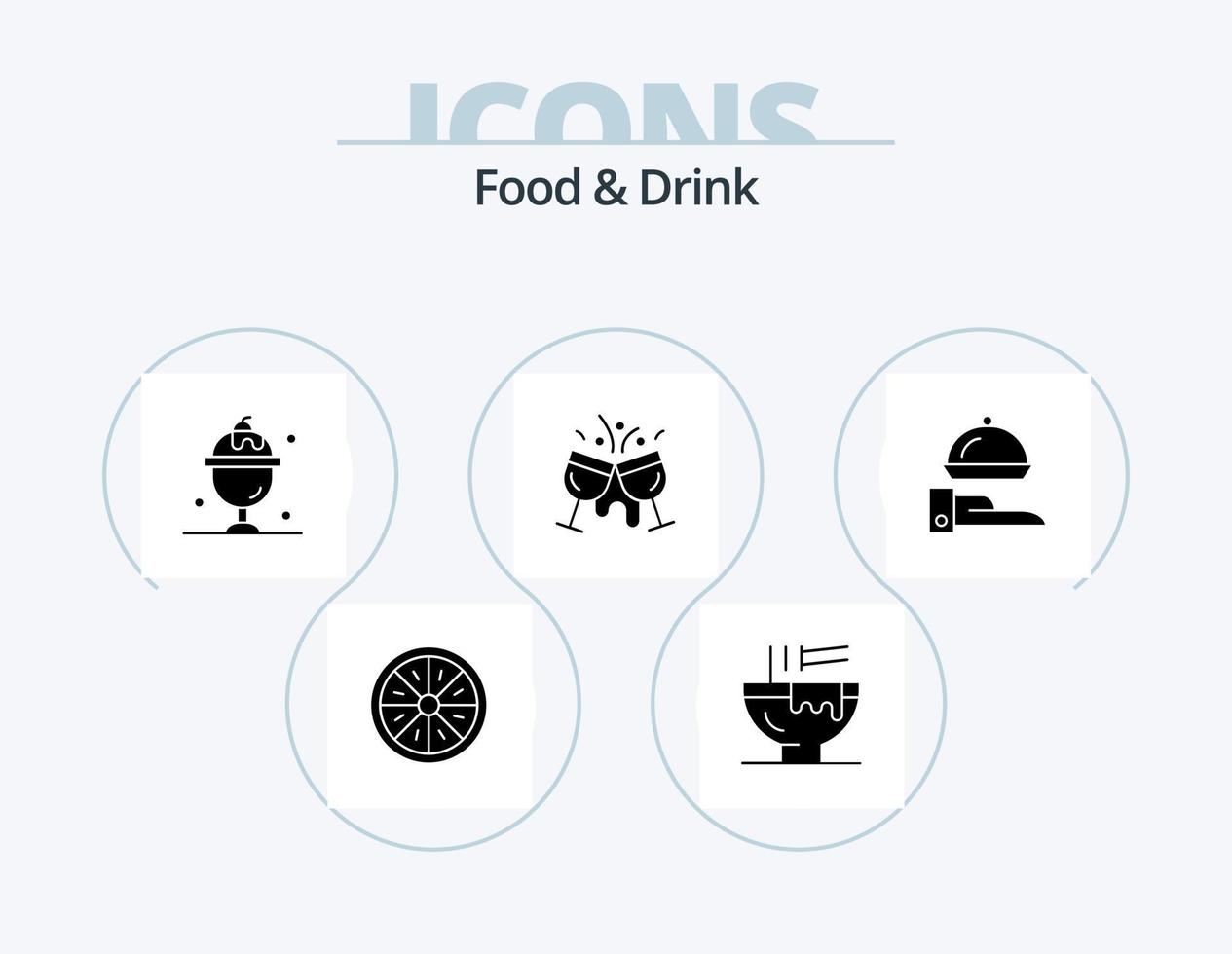 pack d'icônes de glyphe de nourriture et de boisson 5 conception d'icônes. cocktail. café. nourriture. été vecteur