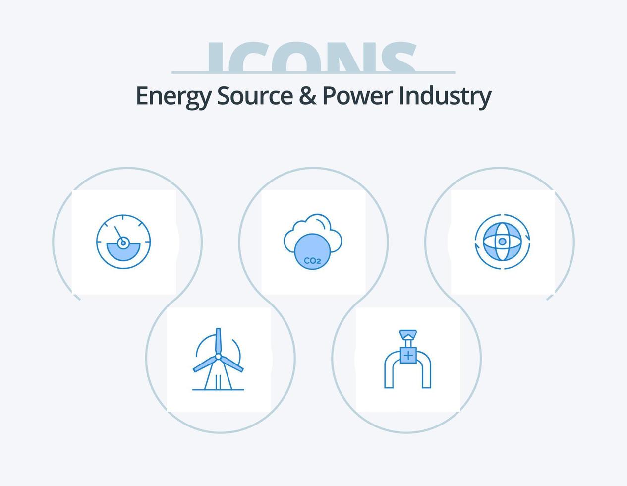 source d'énergie et industrie de l'énergie bleu pack d'icônes 5 conception d'icônes. Terre. globe. ampère. co-industrie. environnemental vecteur