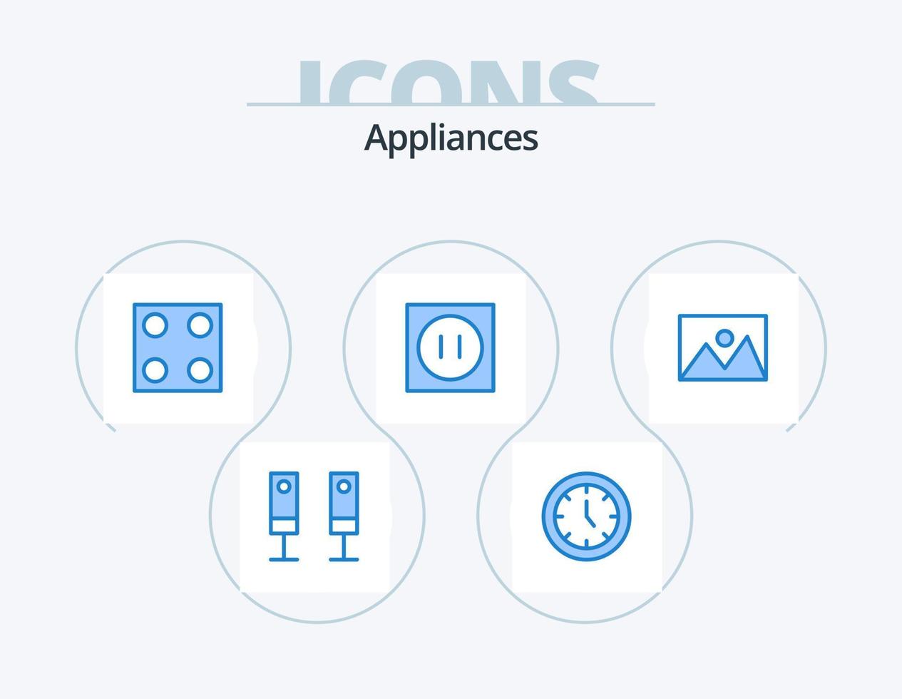 appareils électroménagers bleu pack d'icônes 5 conception d'icônes. articles de maison. appareils électroménagers. électro. technologie. électronique vecteur