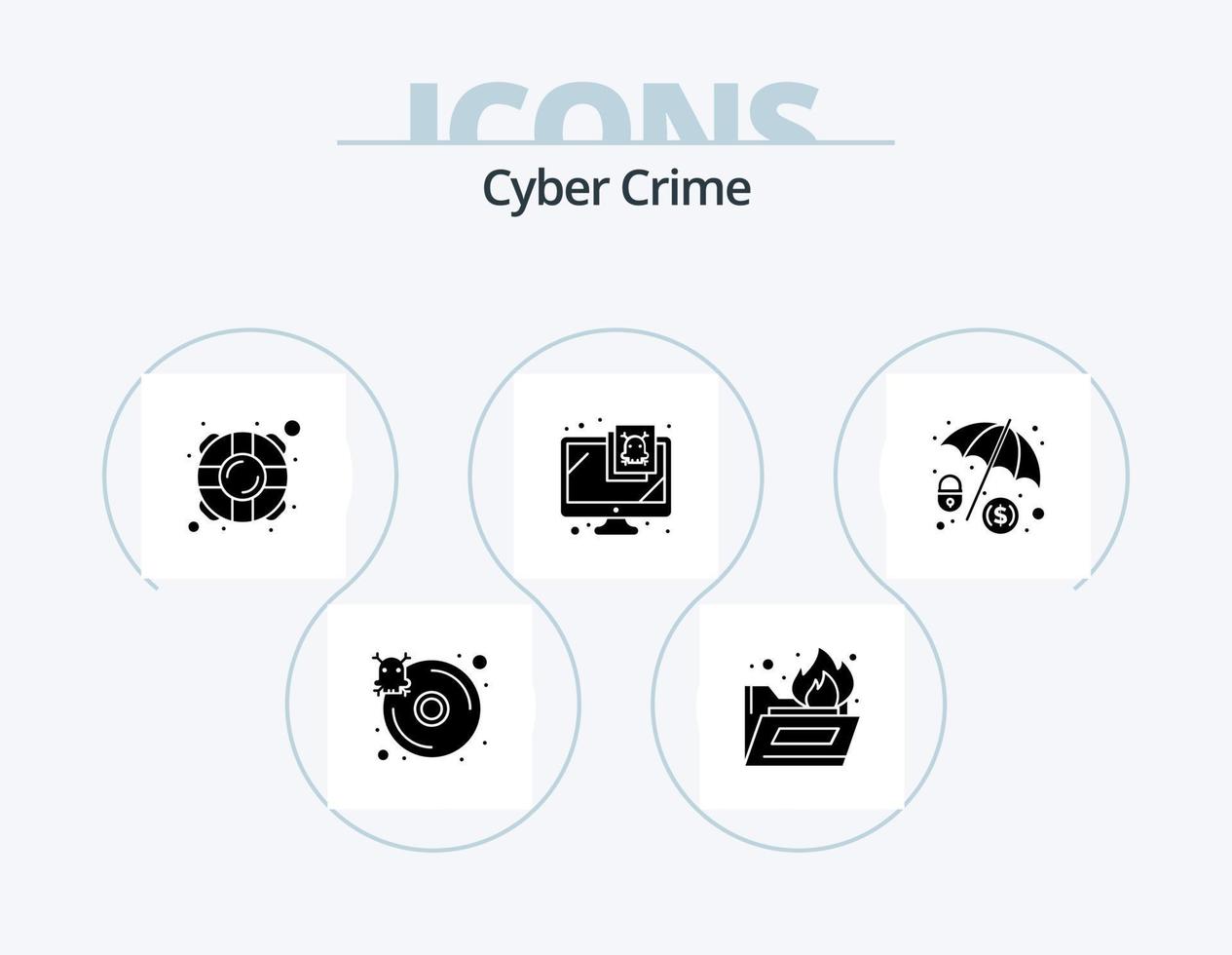 pack d'icônes de glyphe de cybercriminalité 5 conception d'icônes. cybercriminalité. sécurité. moniteur. sécurité vecteur