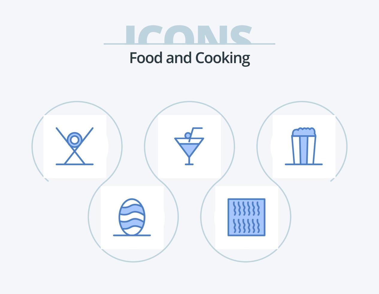 pack d'icônes bleues alimentaires 5 conception d'icônes. . maïs. nourriture. populaire. nourriture et restauration vecteur