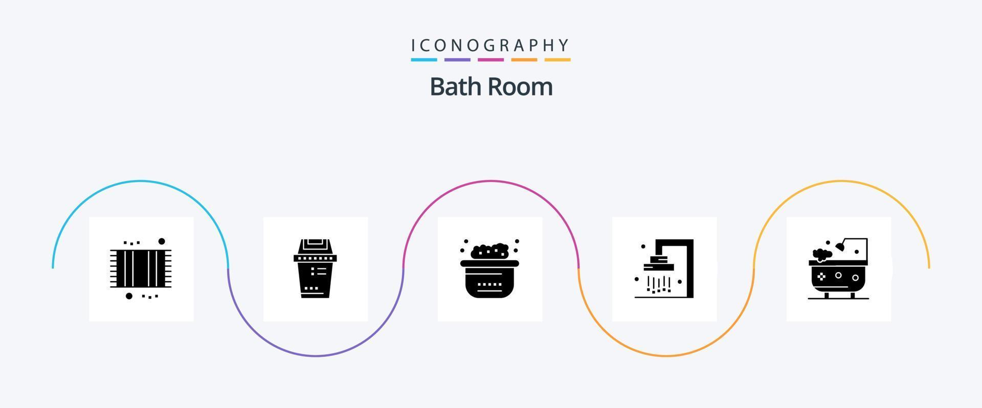 pack d'icônes glyphe 5 de salle de bain comprenant. nettoyage. poubelle. salle de bains. faire le ménage vecteur