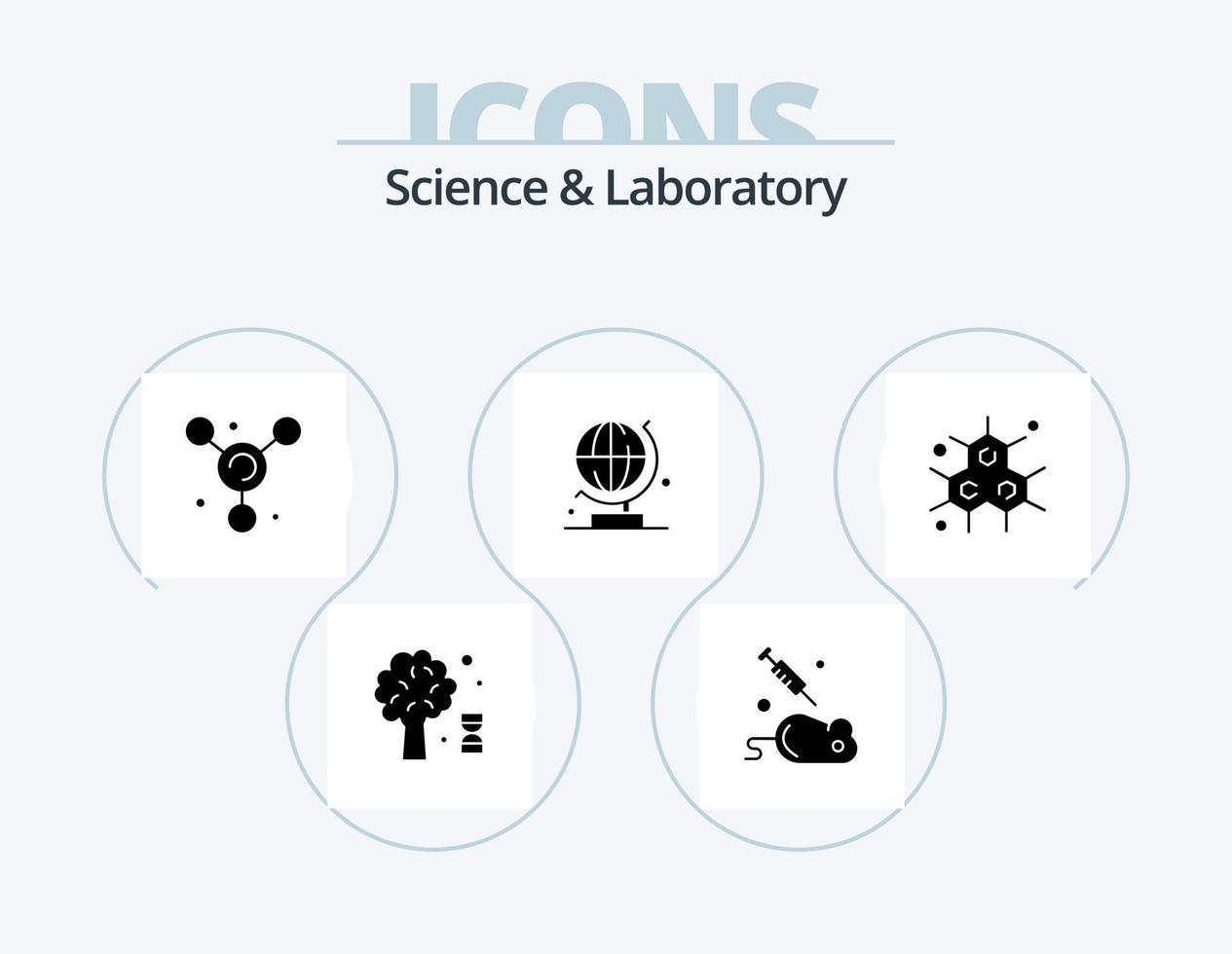 pack d'icônes de glyphe scientifique 5 conception d'icônes. . moléculaire. atome. chimiste. globe vecteur