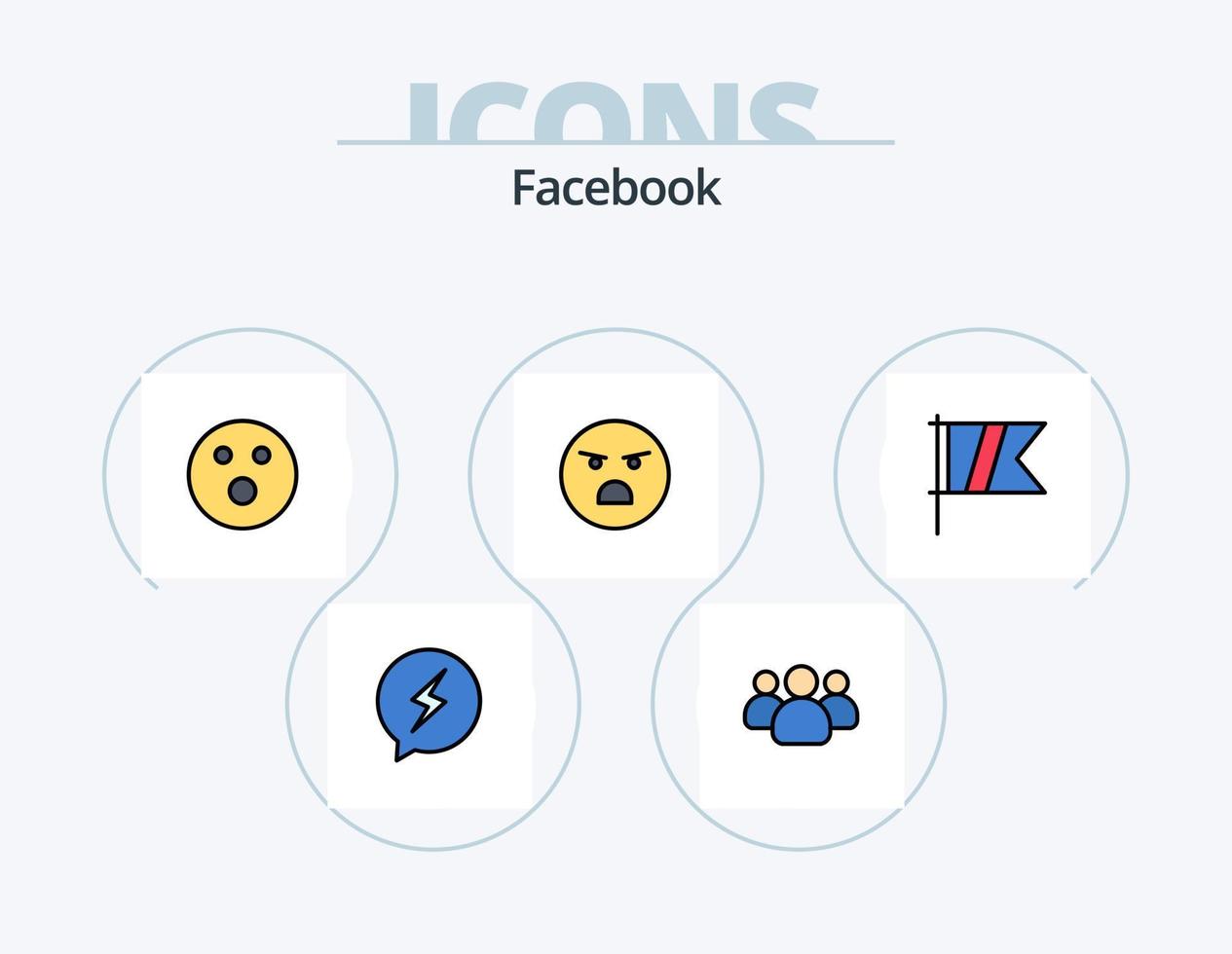 pack d'icônes rempli de ligne facebook 5 conception d'icônes. cœur. équipe. le golf. utilisateurs. amis vecteur
