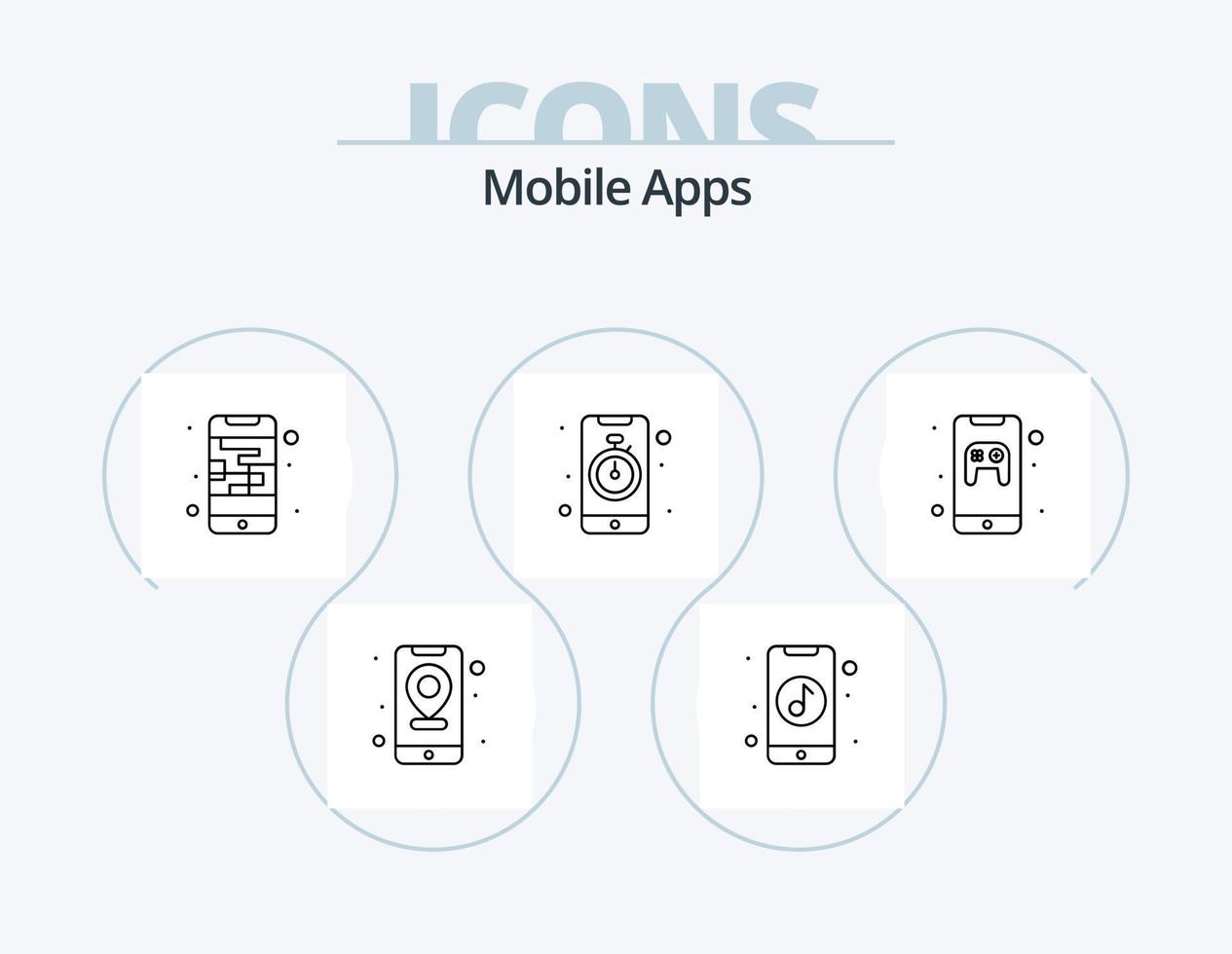 pack d'icônes de ligne d'applications mobiles 5 conception d'icônes. se soucier. santé. application. application. téléphone vecteur
