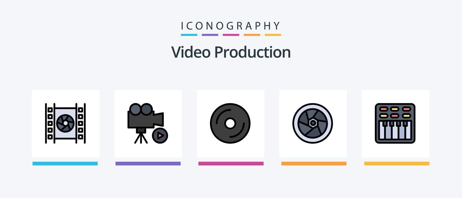 ligne de production vidéo remplie de 5 packs d'icônes comprenant. vidéo . médias. cinéma . Photos. conception d'icônes créatives vecteur