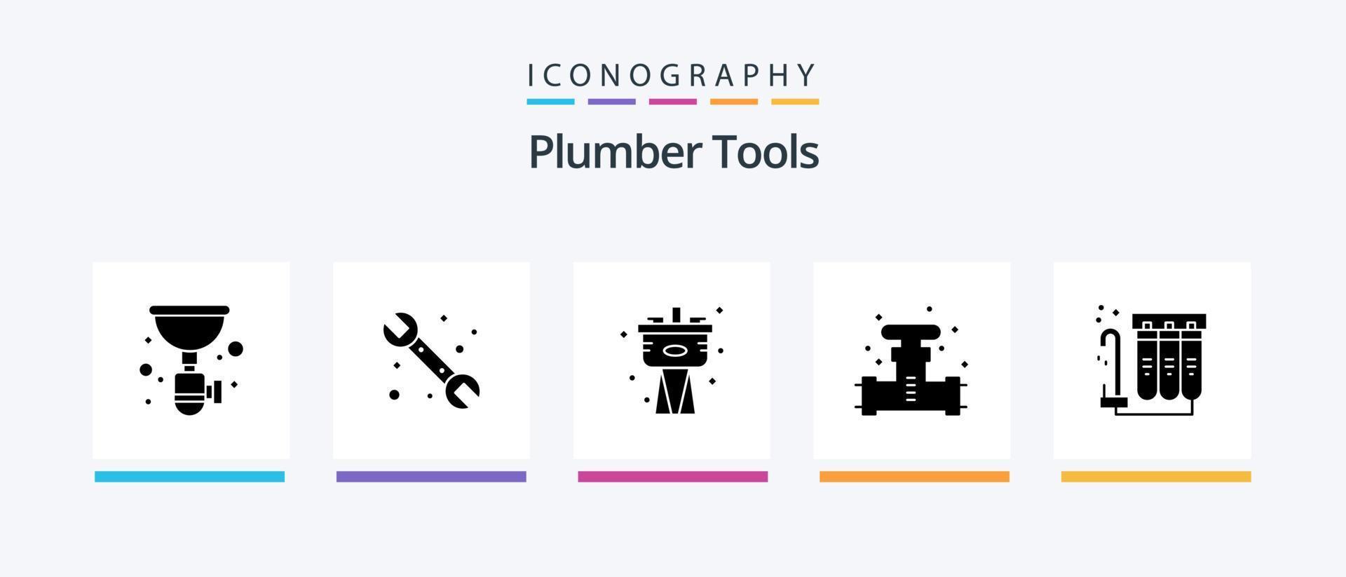 pack d'icônes de glyphe de plombier 5 comprenant de l'eau. filtration. système. filtre. système. conception d'icônes créatives vecteur