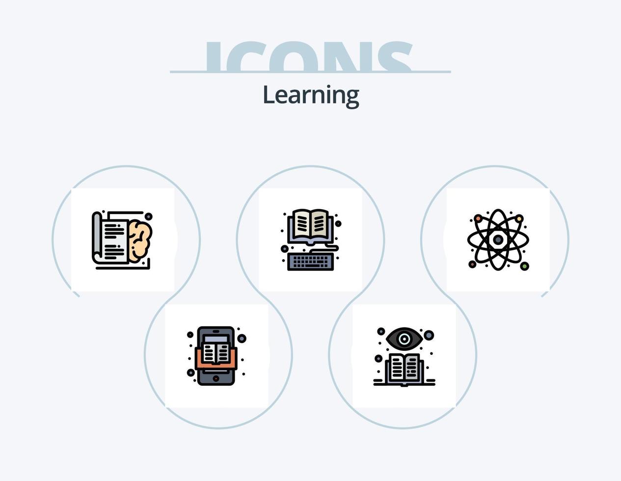 pack d'icônes remplies de ligne d'apprentissage 5 conception d'icônes. ordinateur. équation. répondre. éducation. calculer vecteur