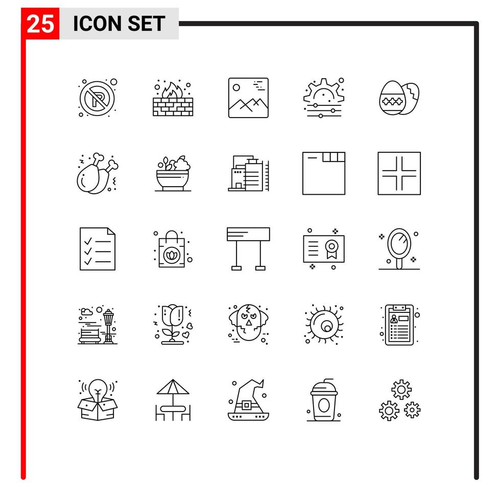 ensemble moderne de 25 lignes et symboles tels que des éléments de conception vectoriels modifiables créatifs de galerie d'oeufs de pâques de vacances vecteur
