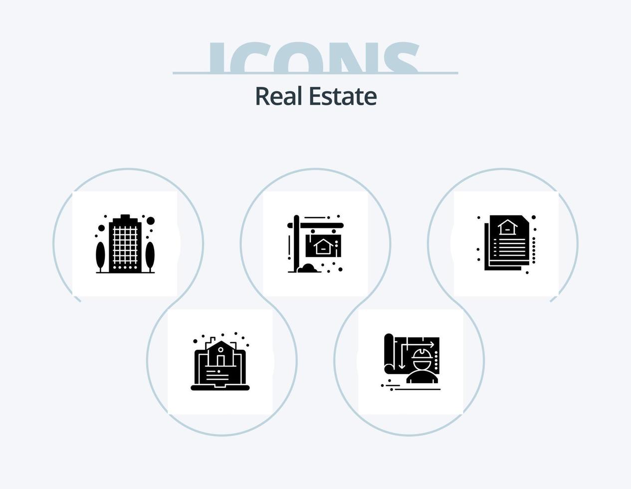 pack d'icônes de glyphe immobilier 5 conception d'icônes. domaine. loger. appartement. maison. publicité vecteur
