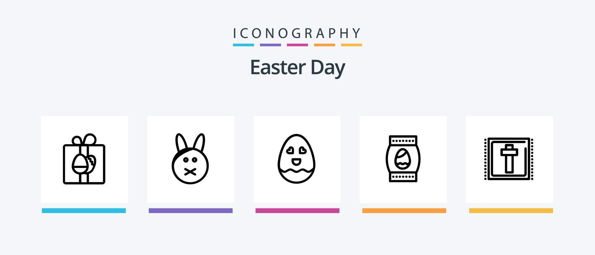 pack d'icônes de la ligne 5 de pâques, y compris le printemps. usine. œuf. fleur. vacances. conception d'icônes créatives vecteur