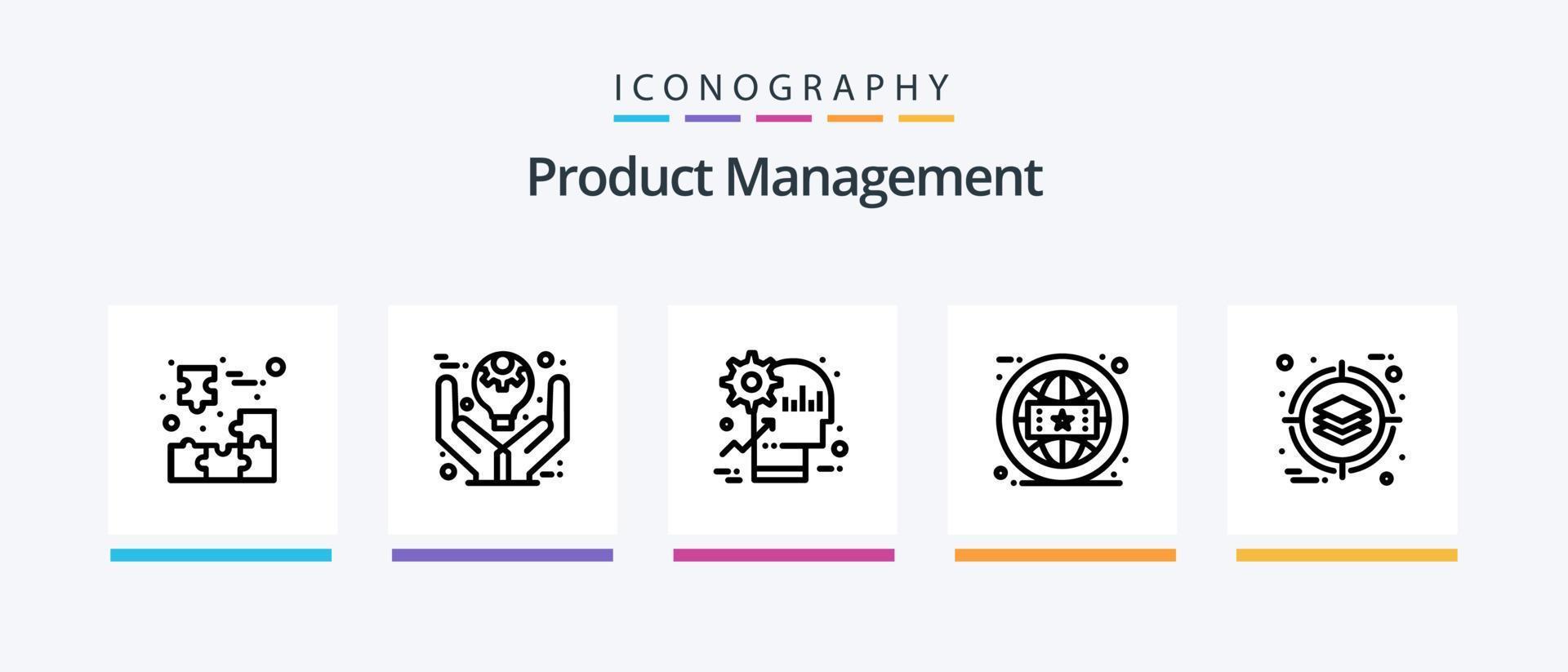 pack d'icônes ligne 5 de gestion de produit, y compris la gestion. entreprise. produit. agile. utilisateur. conception d'icônes créatives vecteur