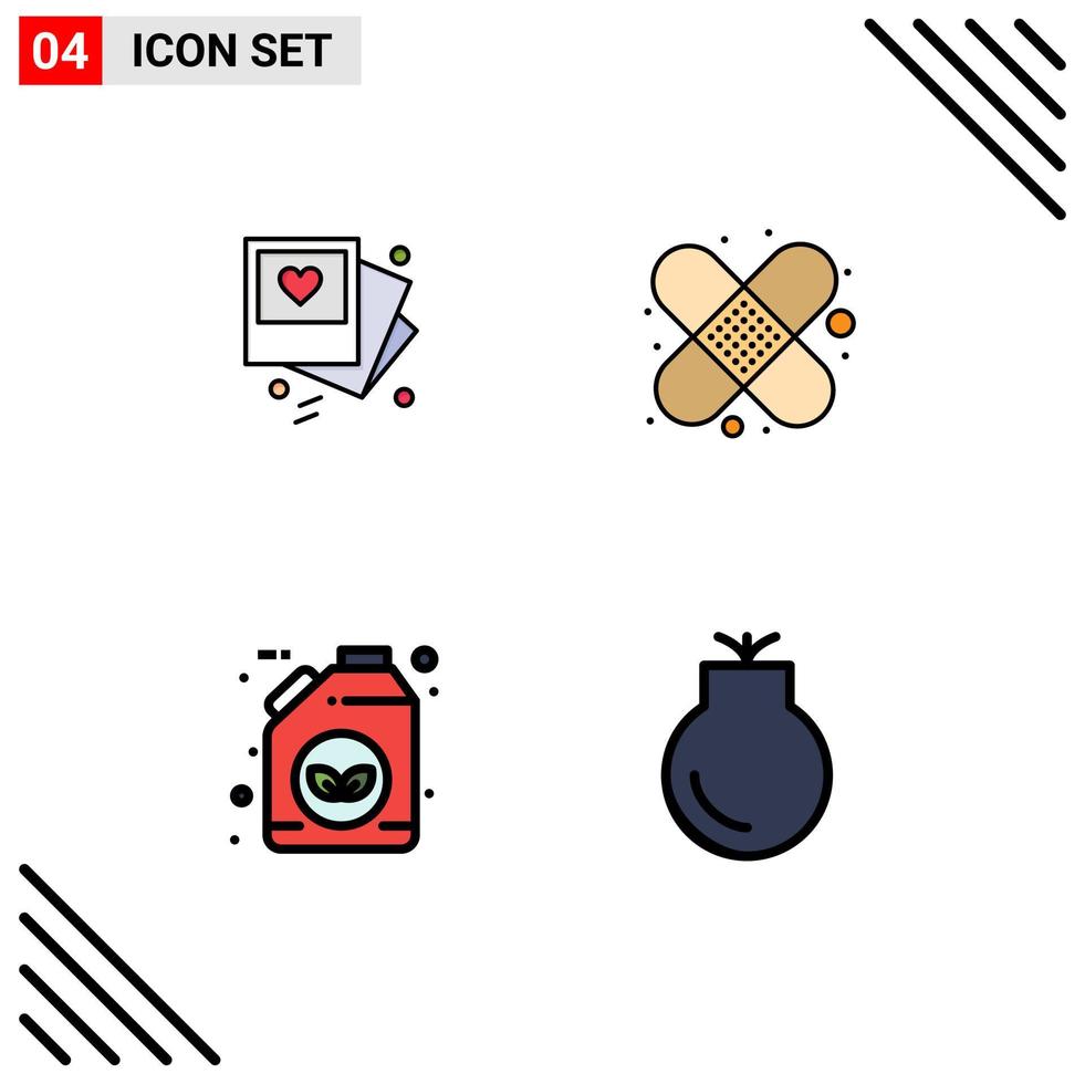 pack d'icônes vectorielles de stock de 4 signes et symboles de ligne pour les éléments de conception vectoriels modifiables du pistolet de premiers soins de mariage d'essence gallert vecteur