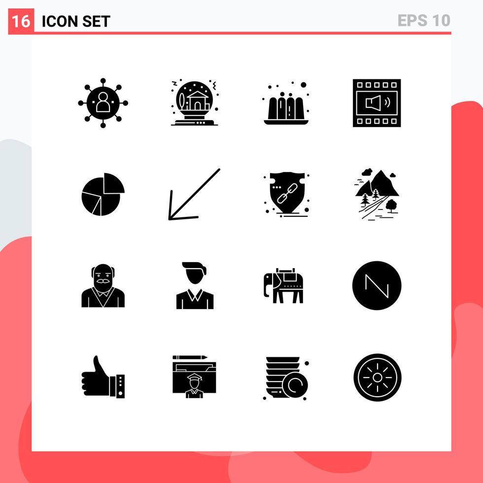 ensemble de 16 symboles d'icônes d'interface utilisateur modernes signes pour volume volume ouvert globe haut-parleur gelée éléments de conception vectoriels modifiables vecteur