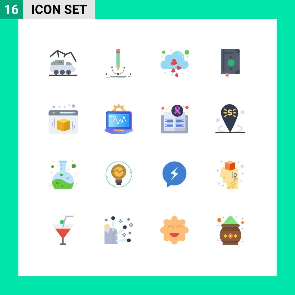 16 interface utilisateur pack de couleurs plates de signes et symboles modernes du livre de ramadan graphique coran amour pack modifiable d'éléments de conception de vecteur créatif