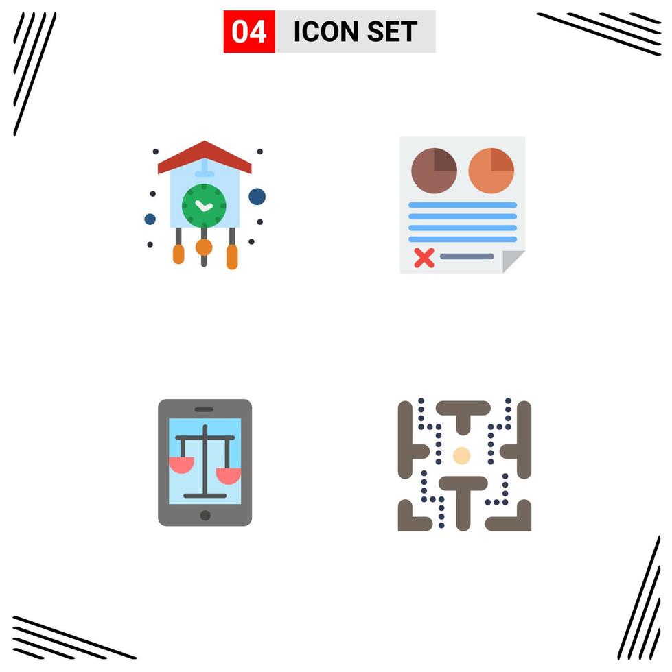 symboles d'icônes universelles groupe de 4 icônes plates modernes de rapport d'horloge données de coucou éléments de conception vectoriels modifiables sur internet vecteur