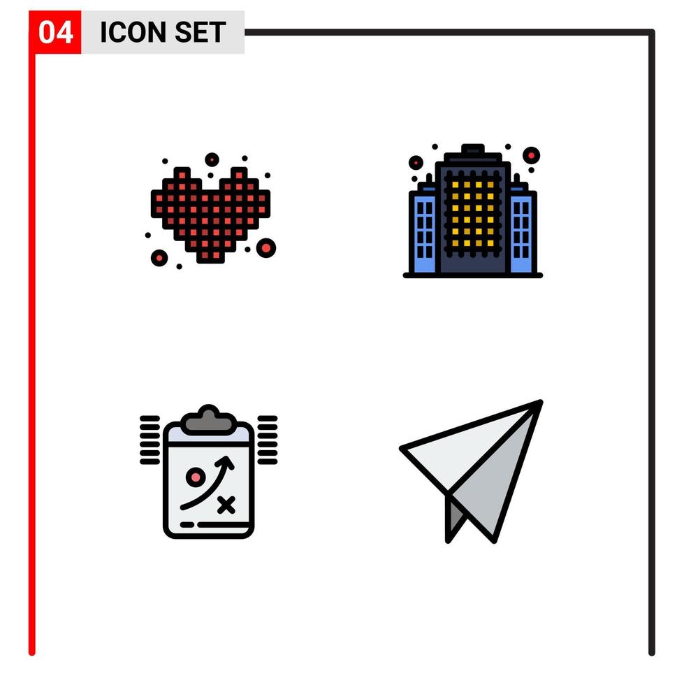 groupe de 4 signes et symboles de couleurs plates remplies pour la stratégie de compétition tetris gestion réelle éléments de conception vectoriels modifiables vecteur