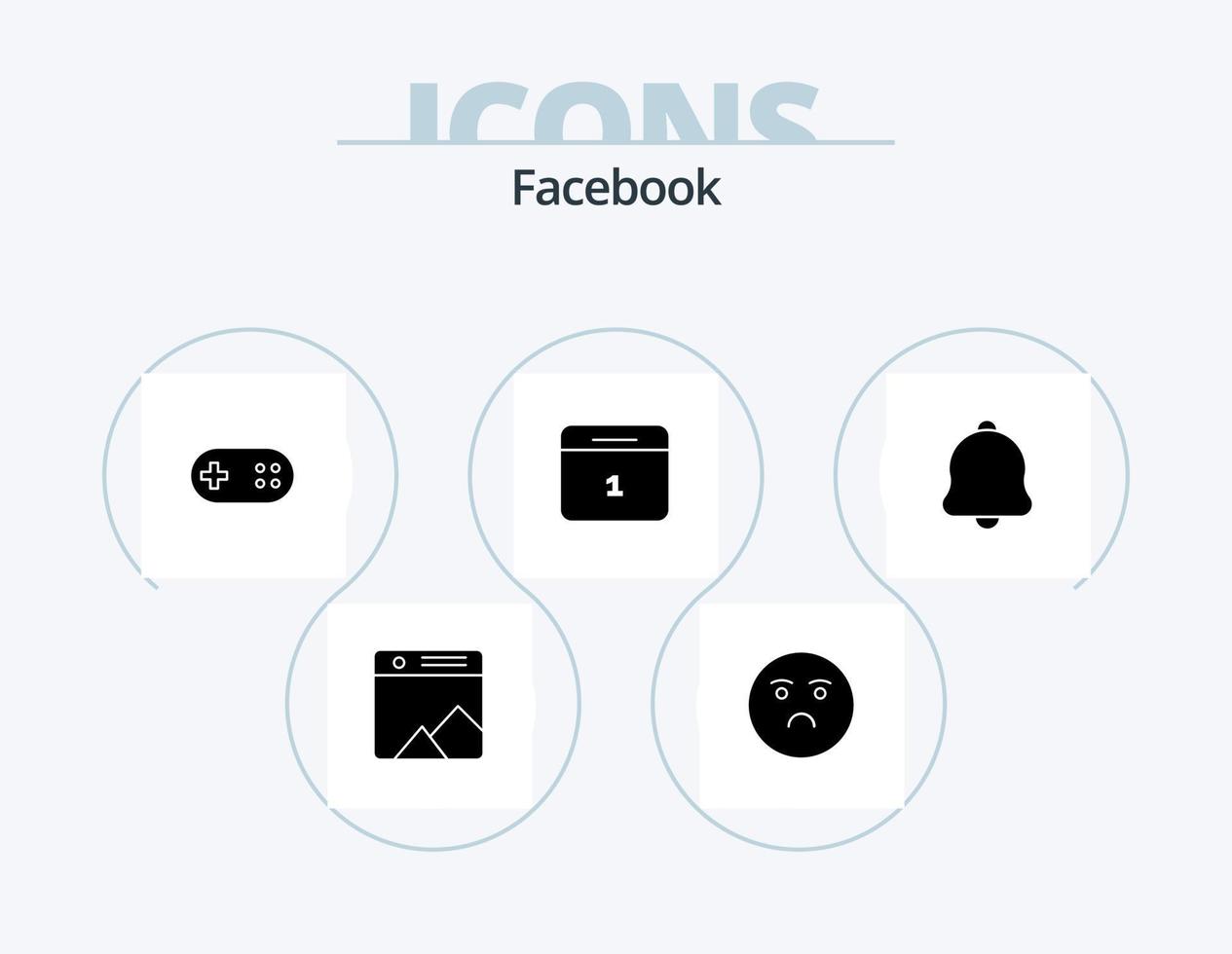 pack d'icônes facebook glyphe 5 conception d'icônes. cloche. jour. aide. mois. calandre vecteur