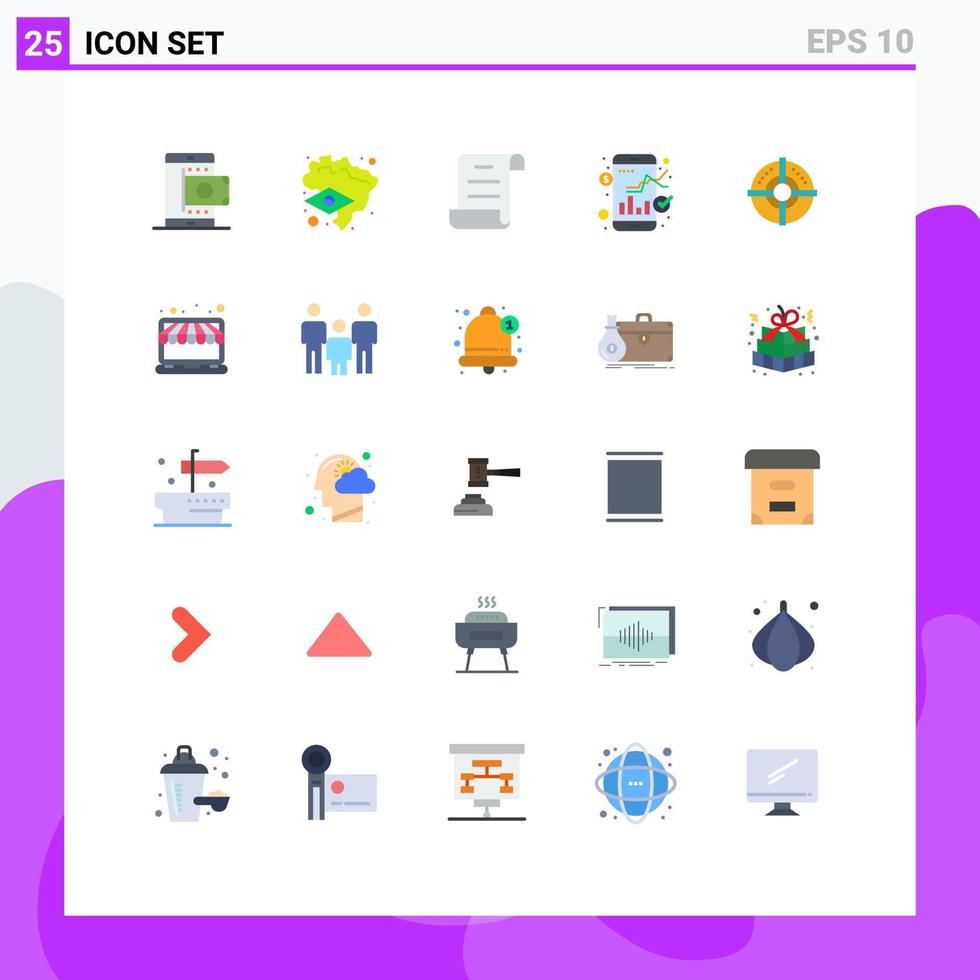 interface mobile ensemble de 25 pictogrammes de stratégie cible document commerce en ligne marché éléments de conception vectoriels modifiables vecteur