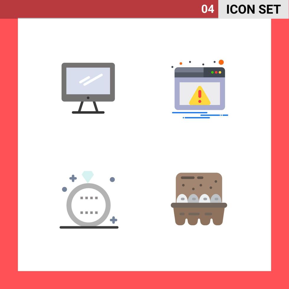 4 concept d'icône plate pour les sites Web mobiles et applications ordinateur célébration imac alerte vacances éléments de conception vectoriels modifiables vecteur