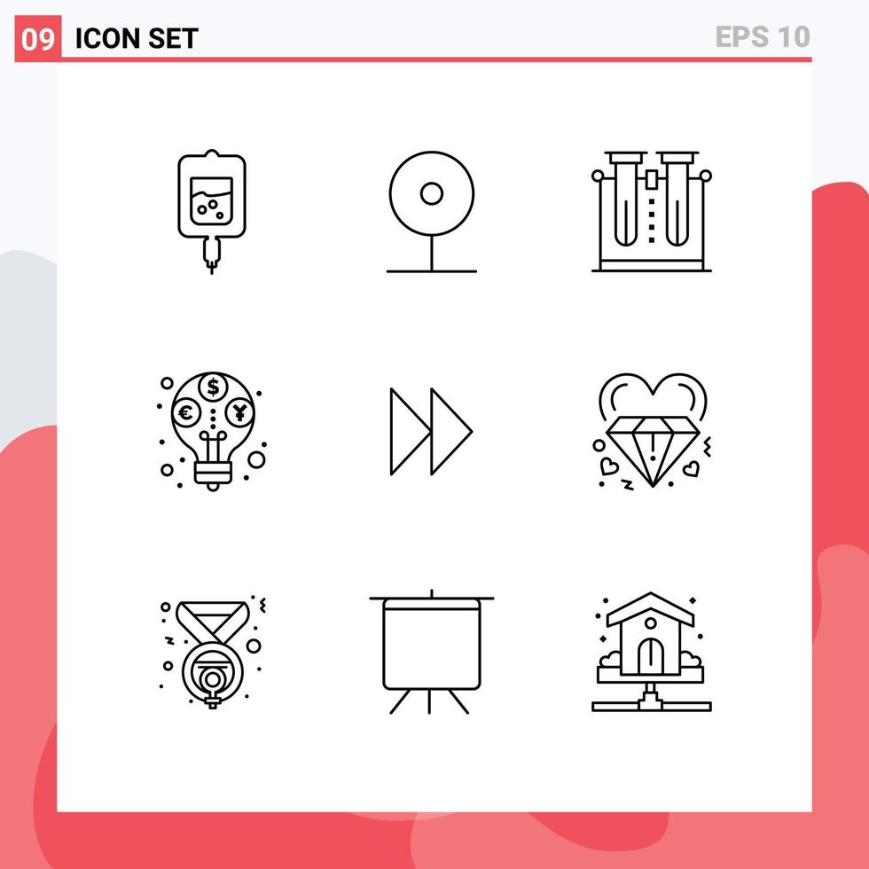 9 ensemble de contours d'interface utilisateur de signes et symboles modernes de profit budgétaire test de revenu social éléments de conception vectoriels modifiables vecteur