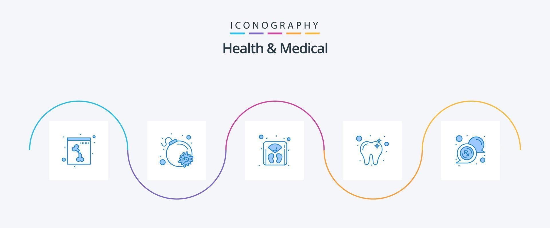 pack d'icônes bleu santé et médical 5 comprenant. message. lester. médical. dent vecteur